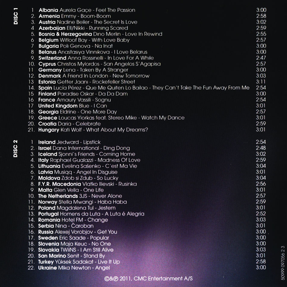 Eurovision Song Contest 2011; Dusseldorf : Front + Inlay